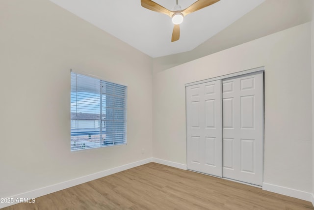 7685 W San Miguel Ave, Glendale, AZ 85303 - unfurnished bedroom with light wood-style floors, a closet, and ceiling fan