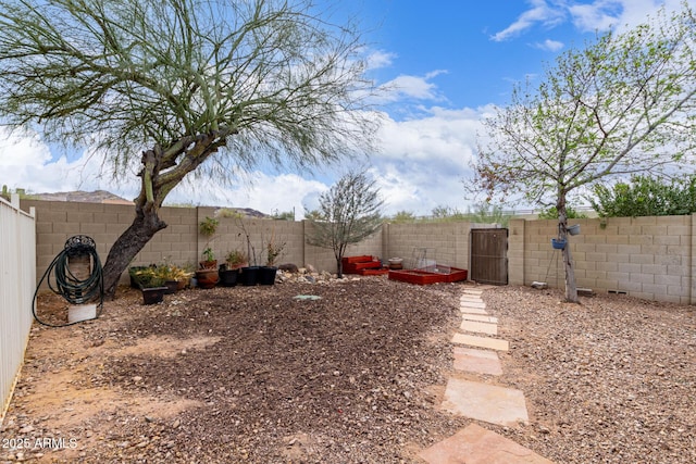 view of yard with a fenced backyard