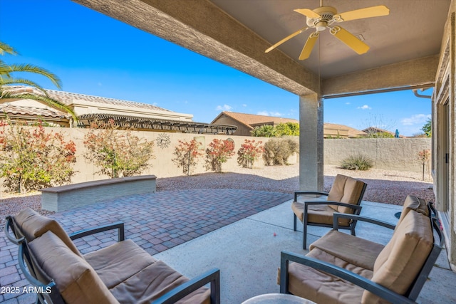 view of patio with ceiling fan