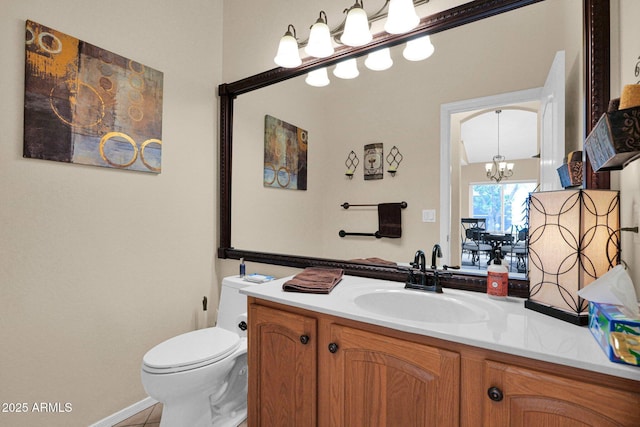 1292 N Renee Ave, Gilbert, AZ 85234 - half bathroom with vanity, a chandelier, and toilet