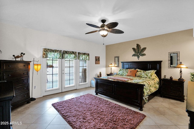 1292 N Renee Ave, Gilbert, AZ 85234 - bedroom with access to exterior, light tile patterned floors, and a ceiling fan