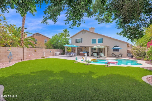 1292 N Renee Ave, Gilbert, AZ 85234 - rear view of house with a patio, stucco siding, and outdoor dining space