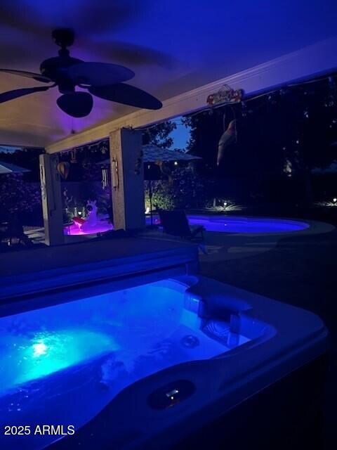 1292 N Renee Ave, Gilbert, AZ 85234 - view of pool featuring a covered hot tub and a ceiling fan