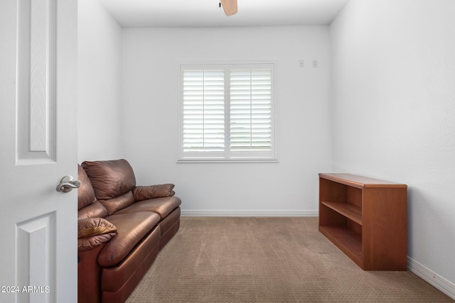 9845 E Inglewood St, Mesa, AZ 85207 - sitting room with a ceiling fan, carpet flooring, and baseboards