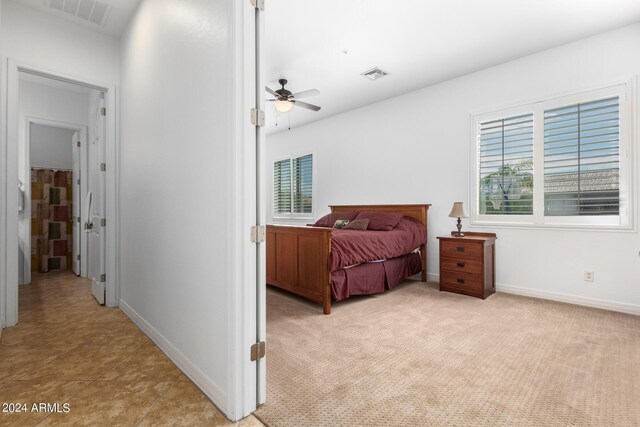 9845 E Inglewood St, Mesa, AZ 85207 - bedroom with baseboards, visible vents, and light colored carpet