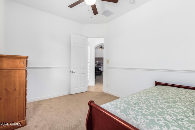 9845 E Inglewood St, Mesa, AZ 85207 - carpeted bedroom featuring visible vents, ceiling fan, and baseboards