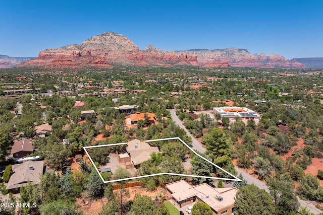 235 El Camino Grande, Sedona, AZ 86336 - aerial view of property's location with mountains and property parcel outlined
