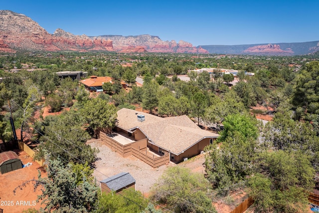 235 El Camino Grande, Sedona, AZ 86336 - aerial view of property and surrounding area featuring a mountainous background