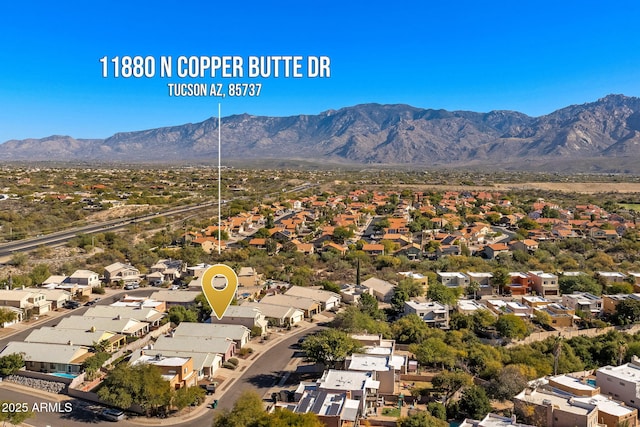 aerial view with a mountain view