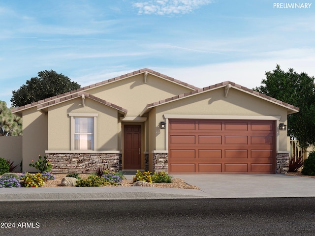 view of front of house with a garage