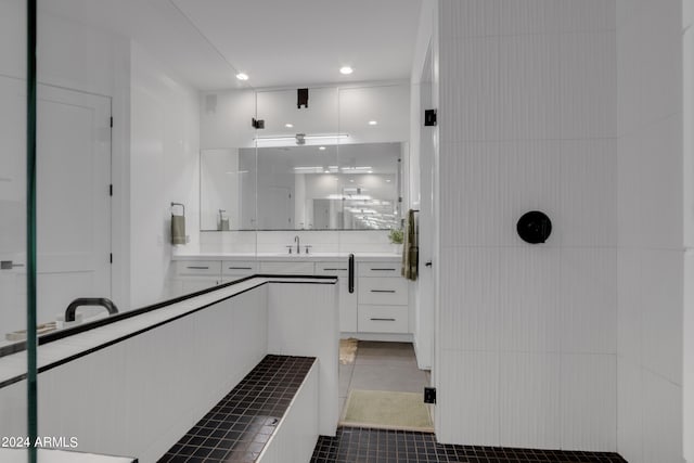 bathroom featuring vanity and tile patterned floors