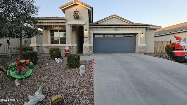 view of front facade featuring a garage