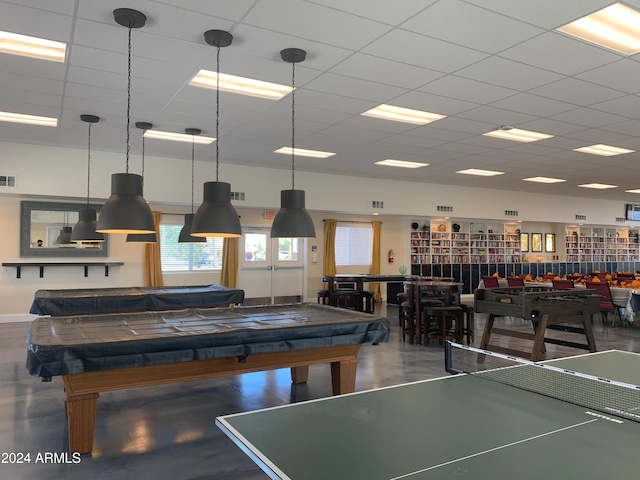 recreation room featuring concrete floors and billiards