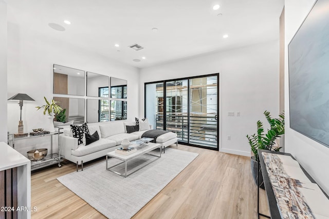 living room featuring light hardwood / wood-style flooring