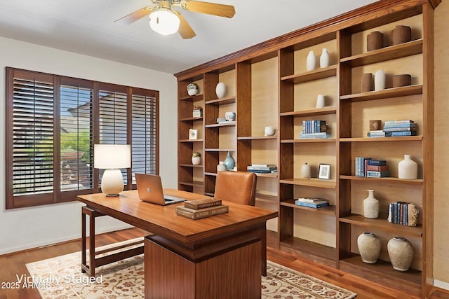 2053 W Natal Cir, Mesa, AZ 85202 - office area featuring a ceiling fan and wood finished floors
