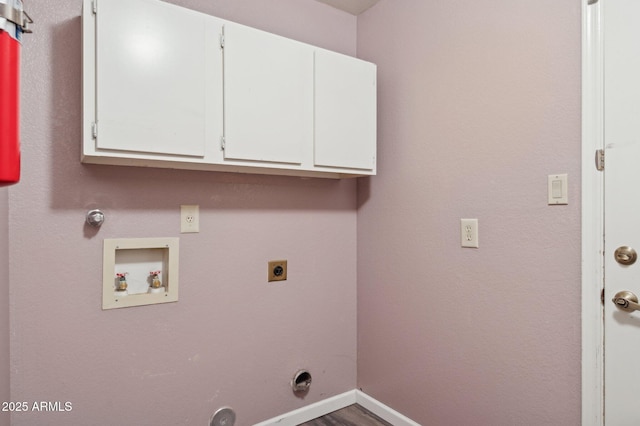 2053 W Natal Cir, Mesa, AZ 85202 - laundry area featuring electric dryer hookup, cabinet space, washer hookup, wood finished floors, and gas dryer hookup