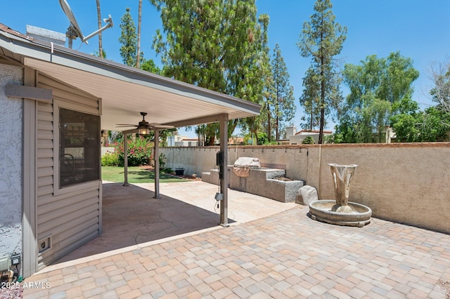 2053 W Natal Cir, Mesa, AZ 85202 - view of patio / terrace with an outdoor kitchen and a ceiling fan