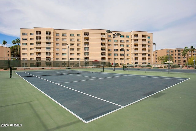 view of tennis court with basketball court