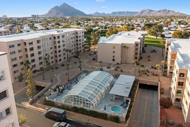 aerial view featuring a mountain view