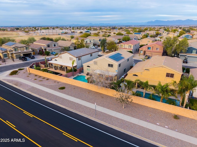 bird's eye view with a mountain view and a residential view