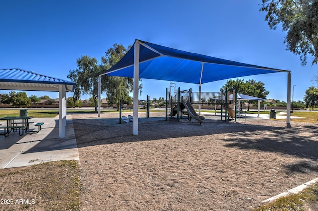 communal playground with a gazebo