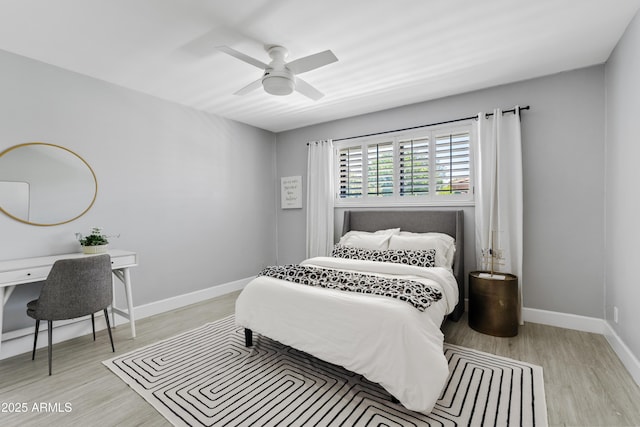 101 E Linger Ln, Phoenix, AZ 85020 - bedroom with wood finished floors, baseboards, ceiling fan, and an office area
