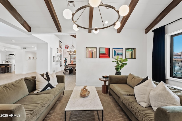 101 E Linger Ln, Phoenix, AZ 85020 - living area featuring a chandelier, recessed lighting, wood finished floors, and baseboards