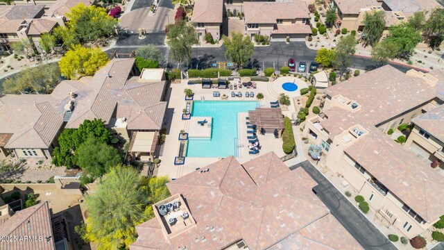 bird's eye view with a residential view