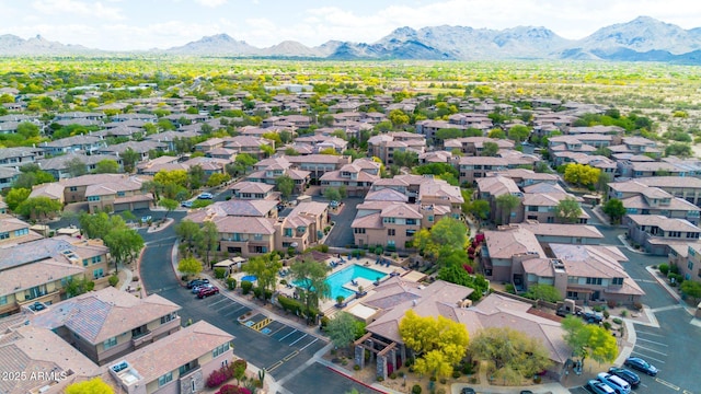 drone / aerial view with a mountain view