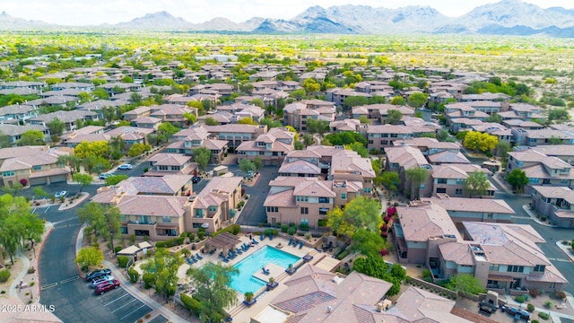 drone / aerial view with a mountain view