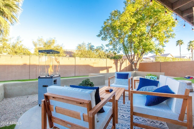 view of patio / terrace with a fenced backyard and an outdoor hangout area