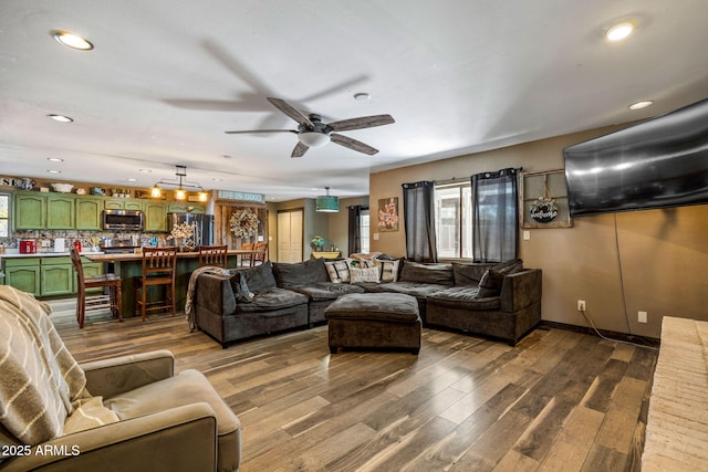 541 W Deuce Of Clubs, Show Low, AZ 85901 - living area with a wealth of natural light, a ceiling fan, dark wood-style floors, and recessed lighting