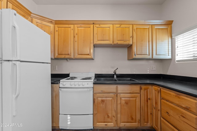 kitchen featuring sink and white appliances