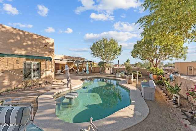 view of swimming pool featuring a patio