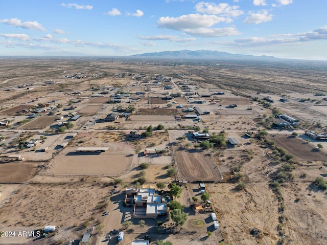 drone / aerial view featuring a mountain view