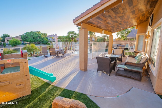 view of patio with an outdoor living space