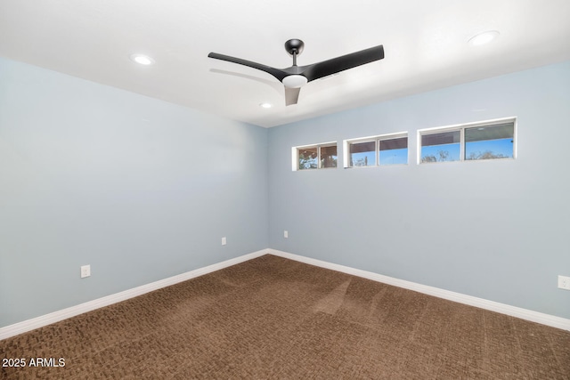 6457 E Encanto St, Mesa, AZ 85205 - unfurnished room with ceiling fan, recessed lighting, baseboards, and dark carpet
