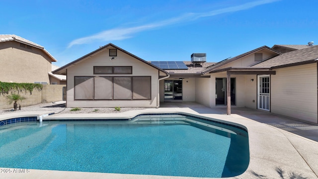 6457 E Encanto St, Mesa, AZ 85205 - view of swimming pool with central AC unit, a patio area, fence, and a fenced in pool