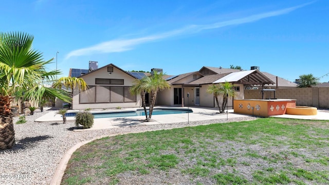 6457 E Encanto St, Mesa, AZ 85205 - exterior space with a patio, a fenced in pool, and fence