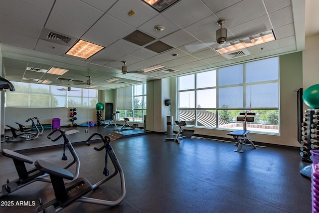 2881 N Riverside Dr, Florence, AZ 85132 - workout area featuring baseboards and a drop ceiling