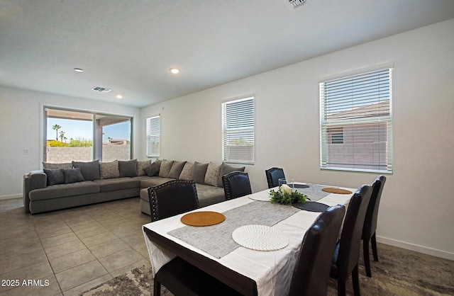 41600 W Dusty Creek Dr, Maricopa, AZ 85138 - dining room with baseboards, visible vents, tile patterned flooring, and recessed lighting