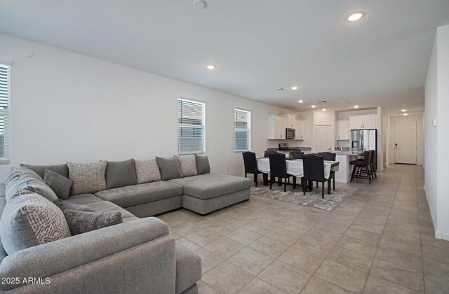 41600 W Dusty Creek Dr, Maricopa, AZ 85138 - living room with light tile patterned floors and recessed lighting