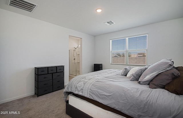 41600 W Dusty Creek Dr, Maricopa, AZ 85138 - carpeted bedroom featuring visible vents, ensuite bathroom, recessed lighting, and baseboards