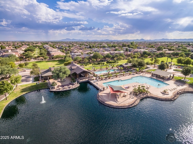 aerial view with a residential view and a mountain view