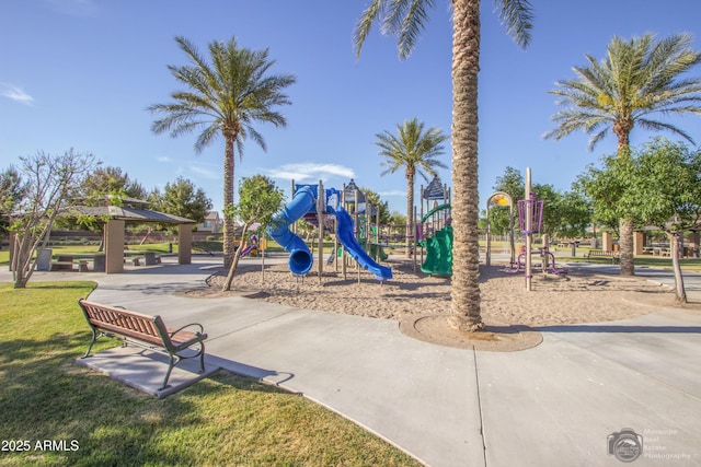 community playground with a lawn