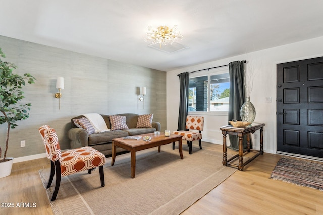 living room with hardwood / wood-style floors