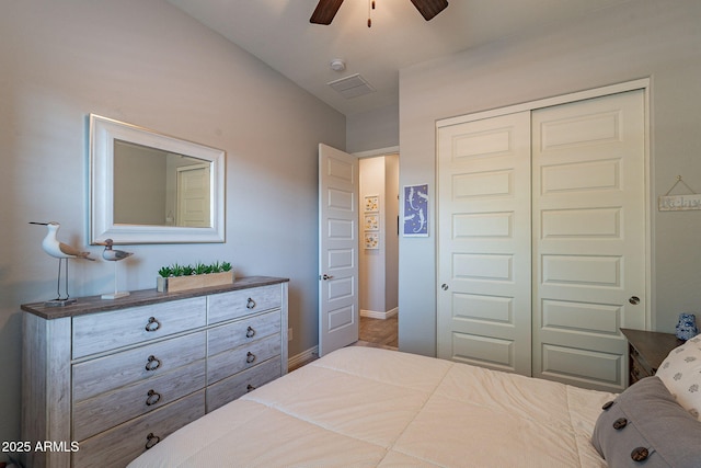 10207 W Hedge Hog Pl, Peoria, AZ 85383 - bedroom with a closet, ceiling fan, and baseboards