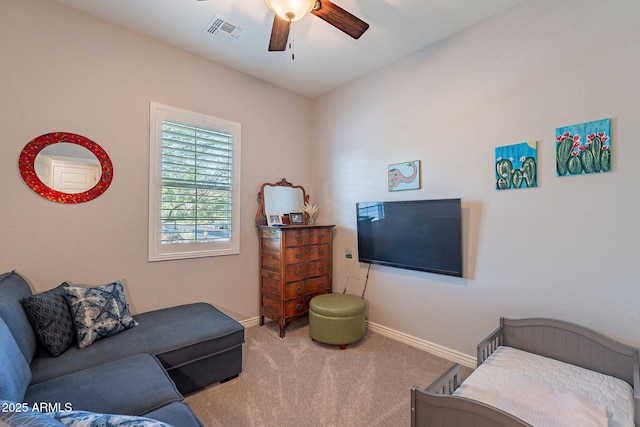 10207 W Hedge Hog Pl, Peoria, AZ 85383 - living room with a ceiling fan, carpet floors, and baseboards