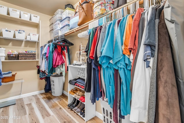 spacious closet with hardwood / wood-style flooring