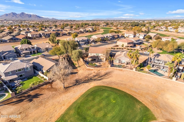 drone / aerial view featuring a mountain view